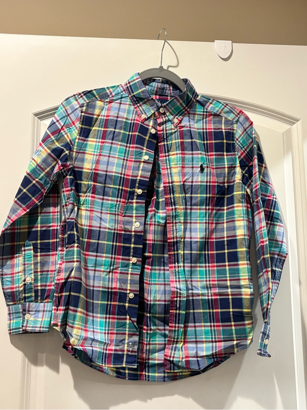 Ralph Lauren Boys' Navy, Green & Red Plaid Button-Down Shirt
